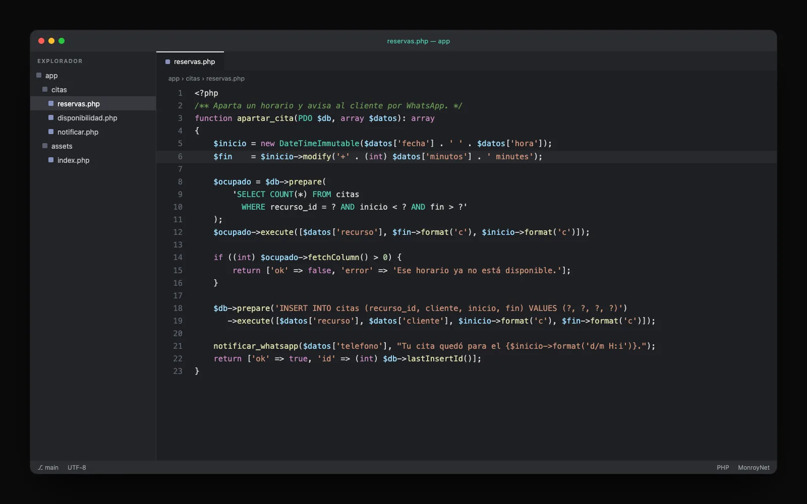 Sistema de citas · PHP